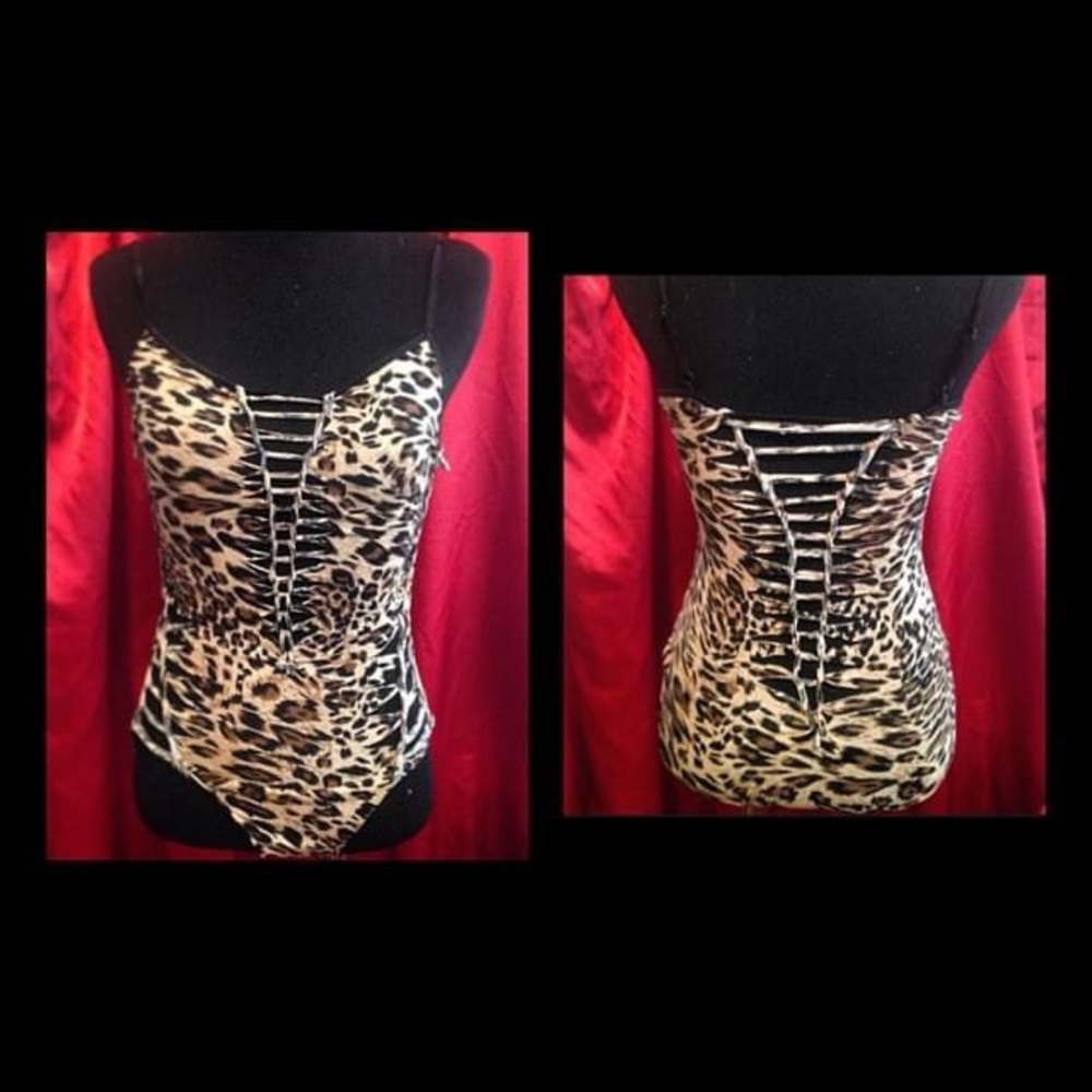 Festival rave sexy leopard bodysuit cat suit costume s/m
